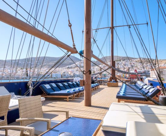 m/s Galileo. Top deck of the yacht.