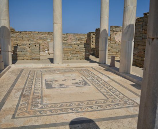 ancient house with mosaic floor Ancient mosaic in Delos Island