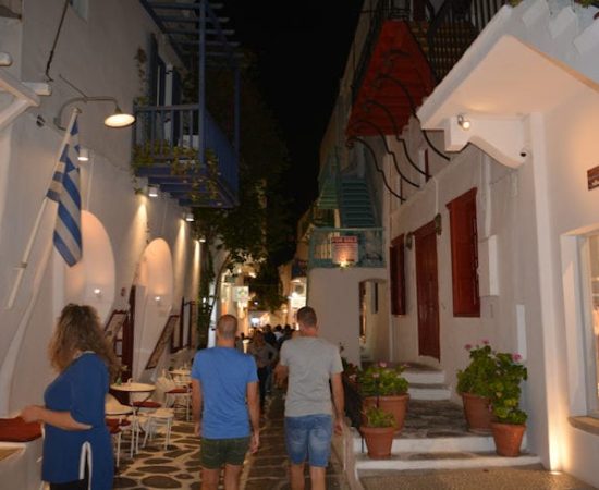 Mykonos alley by night