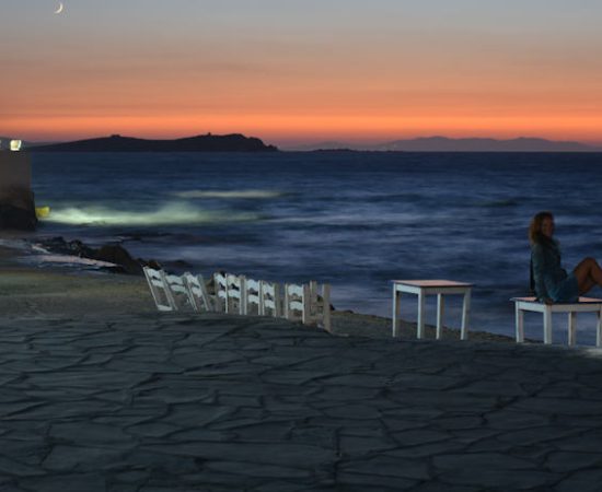 Mykonos, by the sea at night