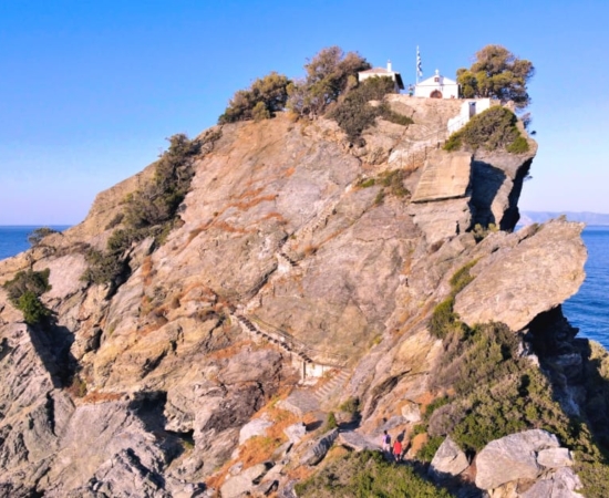 Skopelos Island, church on top of a rock