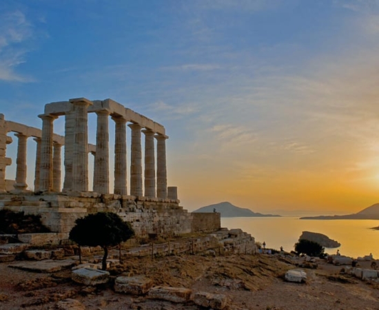 Cape Sounion, Temple of Poseidon during sunset
