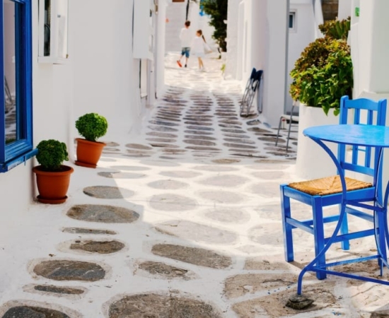 view of an alley in Mykonos