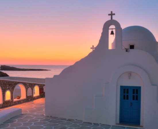 view of a church in Mykonos