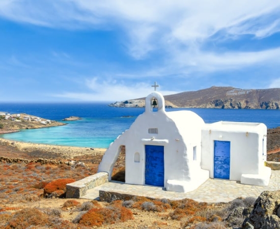 view of church in Mykonos