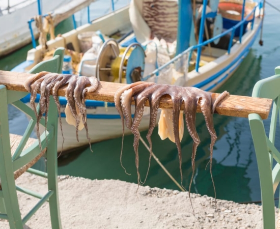 Paros, preparing octopus