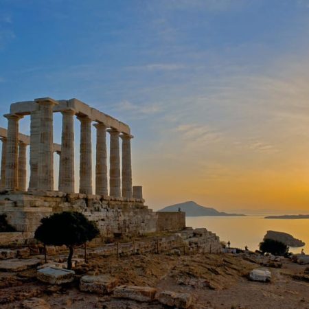 Cape Sounion, Temple of Poseidon during sunset