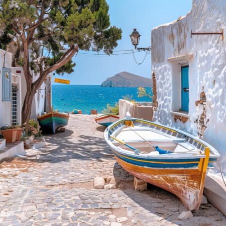 Fishing boat by the beach in Kimolos Island